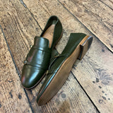MALONE SOULIERS GREEN LEATHER JULIAN LOAFERS