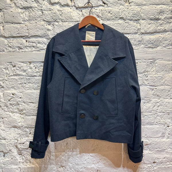 J'AI MAL A LA TETE PETROL BLUE FELT PEACOAT