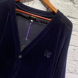 NEEDLES SHEER PURPLE VELVET CARDIGAN