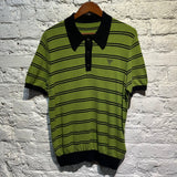 PRADA GREEN STRIPE KNIT POLO