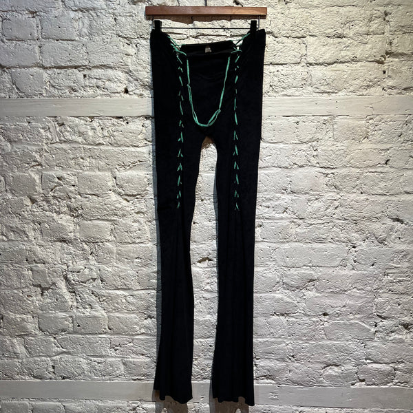 RUI BLACK FLARED LEGGINGS MINT LACING