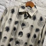ALEXANDER MCQUEEN BLACK/CREAM SILK PEACOCK FEATHER PRINT SHIRT