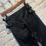 HELMUT LANG BLACK COTTON TROUSERS WITH FLAP FRONT