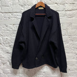 GIANNI VERSACE 
VINTAGE 80s NAVY WOOL CARDIGAN