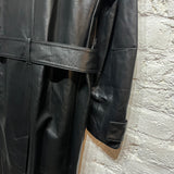 CALVIN KLEIN 
BLACK NAPPA LEATHER OVERCOAT