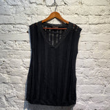ADOLFO DOMINGUEZ BLACK SHEER KNIT VEST