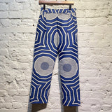CHARLES JEFFREY LOVERBOY BLUE GRAPHIC PRINT WOVEN TROUSERS