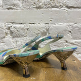 EMILIO PUCCI 
CANVAS KITTEN HEEL SLINGBACKS