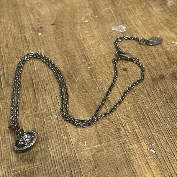 VIVIENNE WESTWOOD PETITE ORB GUNMETAL/AURORA PENDANT