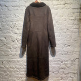 NICOLE FARHI LONG BROWN SHEEPSKIN COAT