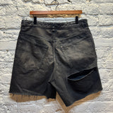BALENCIAGA 	BLACK DENIM RAW EDGE SHORTS