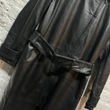 CALVIN KLEIN 
BLACK NAPPA LEATHER OVERCOAT