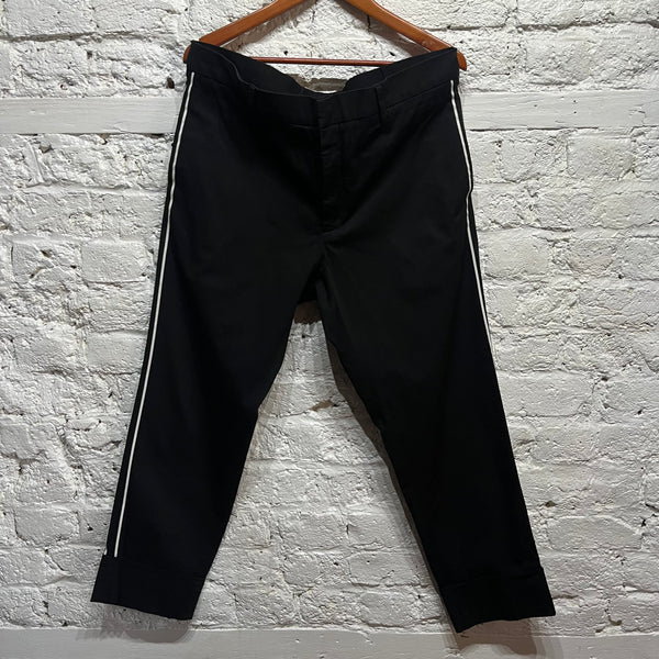 JIL SANDER
BLACK COTTON TROUSERS WHITE STRIPES