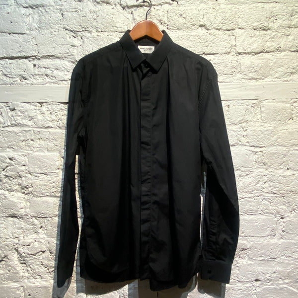 SAINT LAURENT BLACK COTTON SHIRT