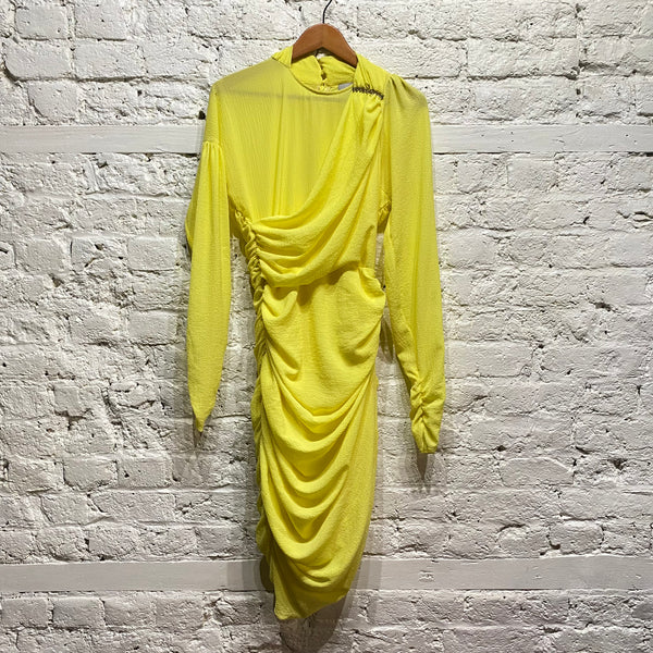 PREEN
YELLOW RUFFLE DRESS WITH DIAMANTE DETAILS