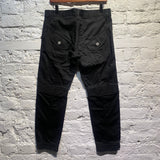 JUNYA WATANABE BLACK COTTON TROUSERS WITH BUTTON DETAILS