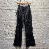 SUPER YAYA
BLACK LACE UP SPLIT FLARED TROUSERS