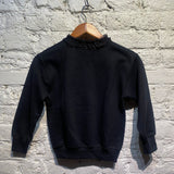 MIMI WADE LACE TRIMMED BLACK FLEECE TOP