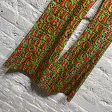 FIORUCCI GREEN/RED PRINT SATIN FLARED TROUSERS