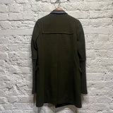 UNDERCOVER MOHAIR/WOOL LEATHER TRIMMED TRENCH COAT