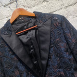 STEVE BELL BESPOKE BLACK/BLUE EMBROIDERED DINNER JACKET