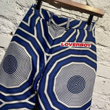 CHARLES JEFFREY LOVERBOY BLUE GRAPHIC PRINT WOVEN TROUSERS