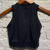 RICK OWENS BLACK MIDRIFF PERFORMA TANK SPORTS TOP