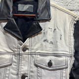 MCQ	PAINTED DENIM / BLACK LEATHER JACKET