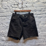 BALENCIAGA 	BLACK DENIM RAW EDGE SHORTS