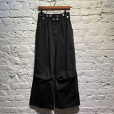 RAF SIMONS BLACK OVERSIZE DENIM TROUSERS WITH EYELETS