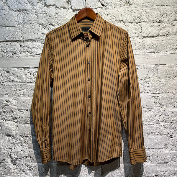PRADA GOLD/GREY STRIPE SHIRT