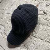 JEAN-PAUL GAULTIER 
NAVY PIN STRIPE ADJUSTABLE CAP