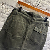 MIU MIU 	DARK OLIVE GREEN COTTON UTILITY MINI SKIRT