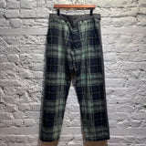 COMME DES GARCONS SHIRT
GREY/MINT CHECK FRONT WOOL TROUSERS