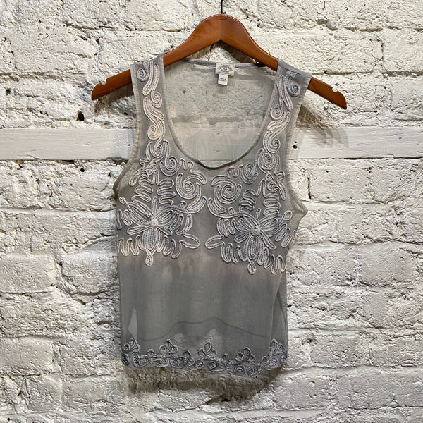 ARMANI JEANS EMBROIDERED MESH TOP