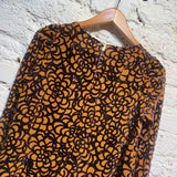 JUNYA WATANABE ORANGE BROWN VELVET FLOCKED DRESS