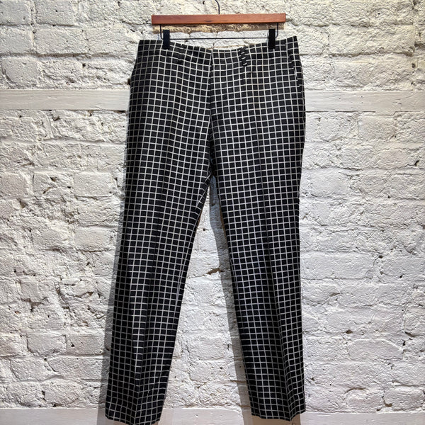JUNYA WATANABE COMME DES GARÇONS BLACK/SILVER GRID JACQUARD TROUSERS AD 2009