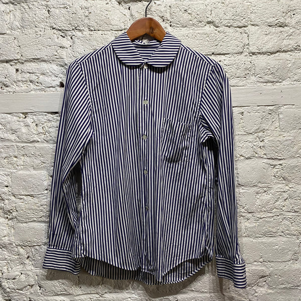 COMME DES GARÇONS 
COMME DES GARÇONS GIRL
NAVY/WHITE STRIPED SHIRT