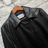 CALVIN KLEIN 
BLACK NAPPA LEATHER OVERCOAT