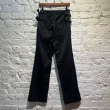 HELMUT LANG BLACK COTTON TROUSERS WITH FLAP FRONT