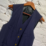 JEAN PAUL GAULTIER HOMME NAVY PINSTRIPE LONG FRONT GILET