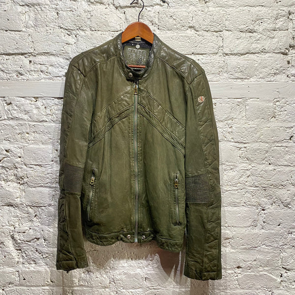 DIESEL OLIVE GREEN LEATHER JACKET