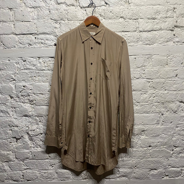 DRIES VAN NOTEN TAN SILK/COTTON SHIRT