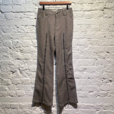 ANDERSSON BELL GREY/TAUPE HERRINGBONE WOOL ZIP UP BELL TROUSERS