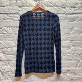 ACNE STUDIOS	NAVY BLACK FLOCKED HOUND TOOTH TOP