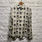 ALEXANDER MCQUEEN BLACK/CREAM SILK PEACOCK FEATHER PRINT SHIRT
