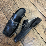 MARTINE ROSE BLACK LOAFER MULES