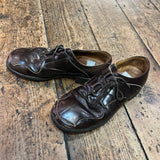 JOHN MOORE BROWN LEATHER TOE STRAP OXFORD SHOES