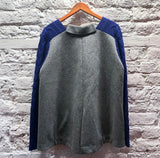 SACAI
BLUE CARDIGAN KNIT FRONT GREY WOOL JACKET BACK