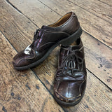 JOHN MOORE BROWN LEATHER TOE STRAP OXFORD SHOES